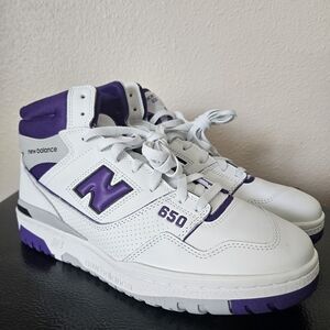 New Balance 650 White and Purple Sneakers